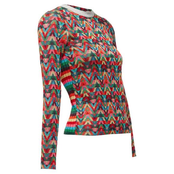 Valentino optical vlog colorful lurex collar long sleeve sweater - Picture 3 of 6